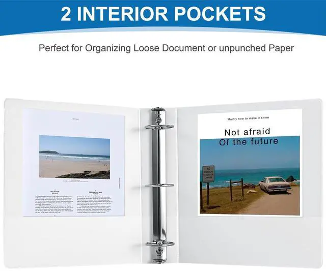 Alt view image 5 of 7 - 2 Inch 3-Ring Binder, 2" Round Ring Binder with 2 Inside Pockets, 6 Pack White Binders, Clear View Cover, Holds Up to 450 Sheets 8.5" x 11" PaperDurable Binders for Office/Home/Back to School