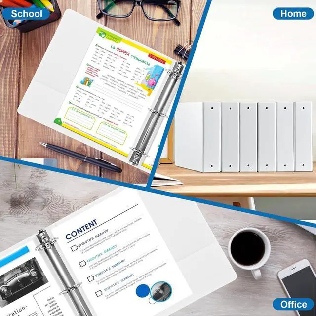 Alt view image 7 of 7 - 2 Inch 3-Ring Binder, 2" Round Ring Binder with 2 Inside Pockets, 6 Pack White Binders, Clear View Cover, Holds Up to 450 Sheets 8.5" x 11" PaperDurable Binders for Office/Home/Back to School