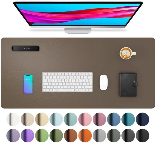 Main image of Leather Desk Pad Protector, Office Mat, Large Mouse Pad, Non-Slip PU Leather Blotter, Laptop Desk Pad, Waterproof Writing Pad for Office and Home (Coffee, 31.5" x 15.7")
