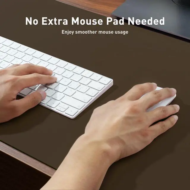 Alt view image 5 of 7 - Leather Desk Pad Protector, Office Mat, Large Mouse Pad, Non-Slip PU Leather Blotter, Laptop Desk Pad, Waterproof Writing Pad for Office and Home (Coffee, 31.5" x 15.7")
