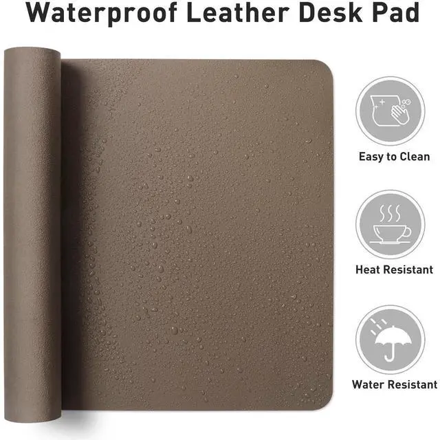 Alt view image 7 of 7 - Leather Desk Pad Protector, Office Mat, Large Mouse Pad, Non-Slip PU Leather Blotter, Laptop Desk Pad, Waterproof Writing Pad for Office and Home (Coffee, 31.5" x 15.7")