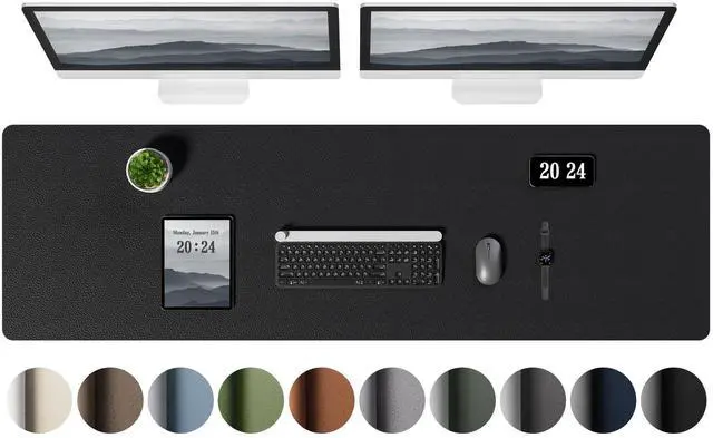 Main image of Leather Desk Pad Protector, Office Desk Mat, Large Mouse Pad, Laptop Desk Pad, Non-Slip PU Leather Desk Blotter, Waterproof Desk Writing Pad for Office and Home (Black, 55" x 17")