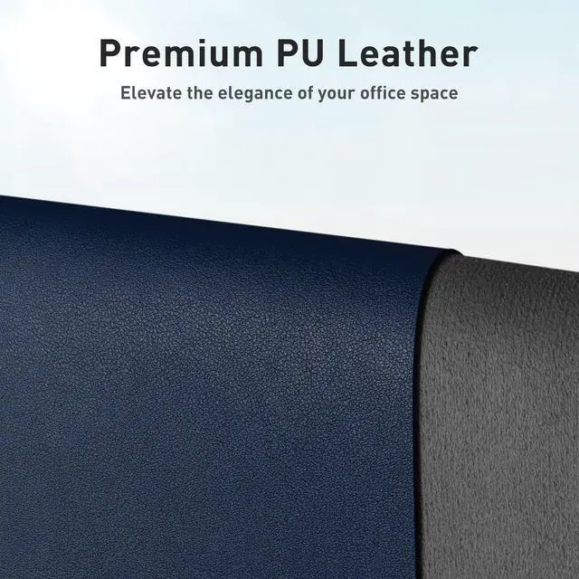 Alt view image 2 of 7 - Leather Desk Pad Protector, Mouse Pad, Office Desk Mat, Non-Slip PU Leather Desk Blotter, Laptop Desk Pad, Waterproof Desk Writing Pad for Office and Home(Dark Blue,31.5" x 15.7")