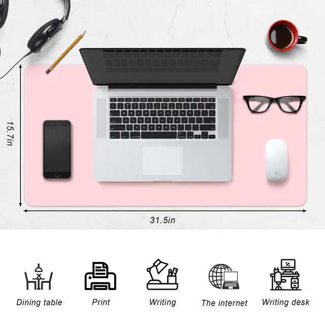 Alt view image 4 of 7 - Leather Desk Pad Protector,Non-Slip Desk Pad,on-Slip PU Leather Large Mouse Pad,Easy Clean Desk Protecor Mat,Writing Pad for Office Work/Home/Decor(Black, 31.5" x 15.7")