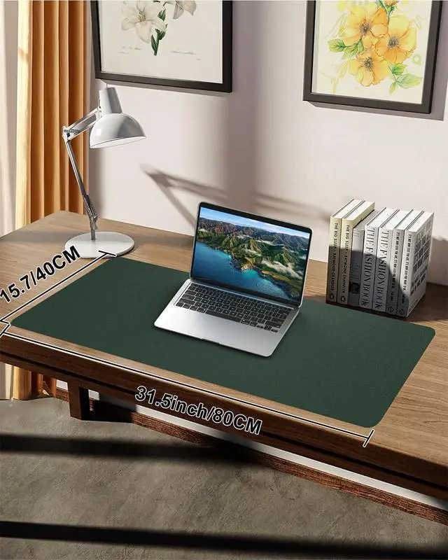 Alt view image 7 of 7 - Leather Desk Protector, Non-Slip PU Laptop Mat, Waterproof Writing Pad for Office/Home (31.5"x15.7", Dark Green)