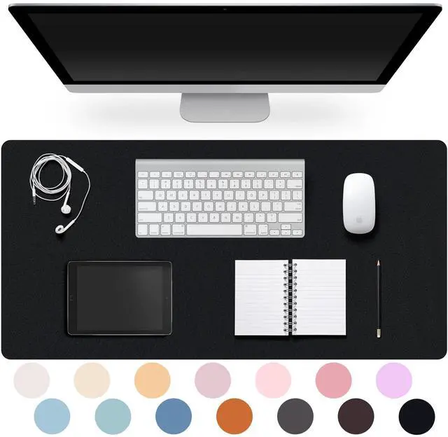 Main image of Leather Desk Pad Protector,Non-Slip Desk Pad,on-Slip PU Leather Large Mouse Pad,Easy Clean Desk Protecor Mat,Writing Pad for Office Work/Home/Decor(Black, 31.5" x 15.7")