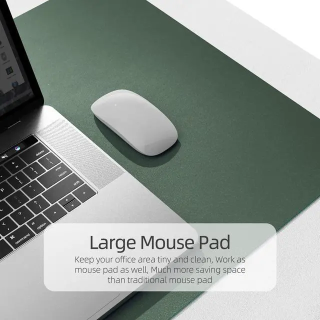 Alt view image 4 of 7 - Dual-Sided Desk Pad Protector, 31.5" x 15.7" Desk Mat with Non-Slip - Waterproof PU Leather Office Desk Blotter for Mouse, Keyboard, Writing, Dark Green+Dark Blue