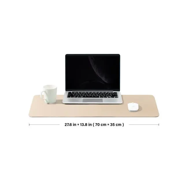 Alt view image 2 of 7 - Leather Desk Mat - Non-Slip PU Desk Pad for Office and Home - Desk Organization and Accessories - Ideal for Large Mouse Pad and Desk Mats on Top of Desks (Apricot,27.6"x 13.8")
