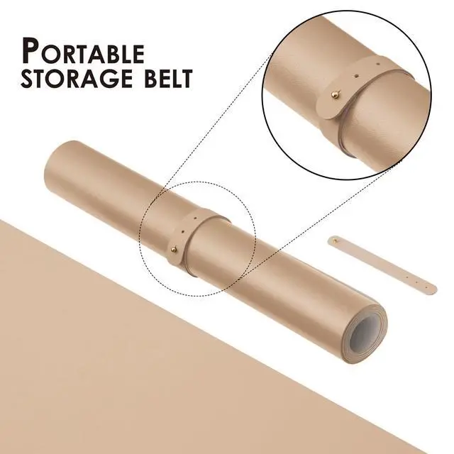 Alt view image 4 of 7 - Leather Desk Mat - Non-Slip PU Desk Pad for Office and Home - Desk Organization and Accessories - Ideal for Large Mouse Pad and Desk Mats on Top of Desks (Apricot,27.6"x 13.8")