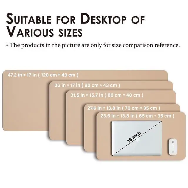 Alt view image 5 of 7 - Leather Desk Mat - Non-Slip PU Desk Pad for Office and Home - Desk Organization and Accessories - Ideal for Large Mouse Pad and Desk Mats on Top of Desks (Apricot,27.6"x 13.8")