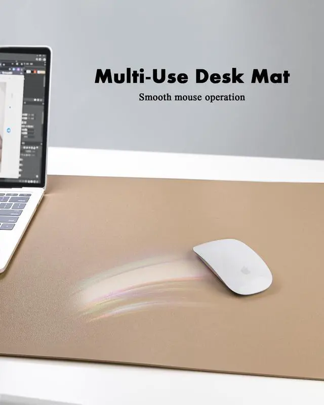 Alt view image 5 of 7 - Double-Sided Desk Pad, 31.5"x15.7"Leather Desk Mat, Eco Cork Desk Pad Protector,Large Mouse Pad,Waterproof Desk Blotter for Office/Home(Apricot)