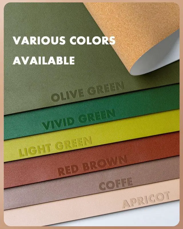 Alt view image 6 of 7 - Double-Sided Desk Pad, 31.5"x15.7"Leather Desk Mat, Eco Cork Desk Pad Protector,Large Mouse Pad,Waterproof Desk Blotter for Office/Home(Apricot)