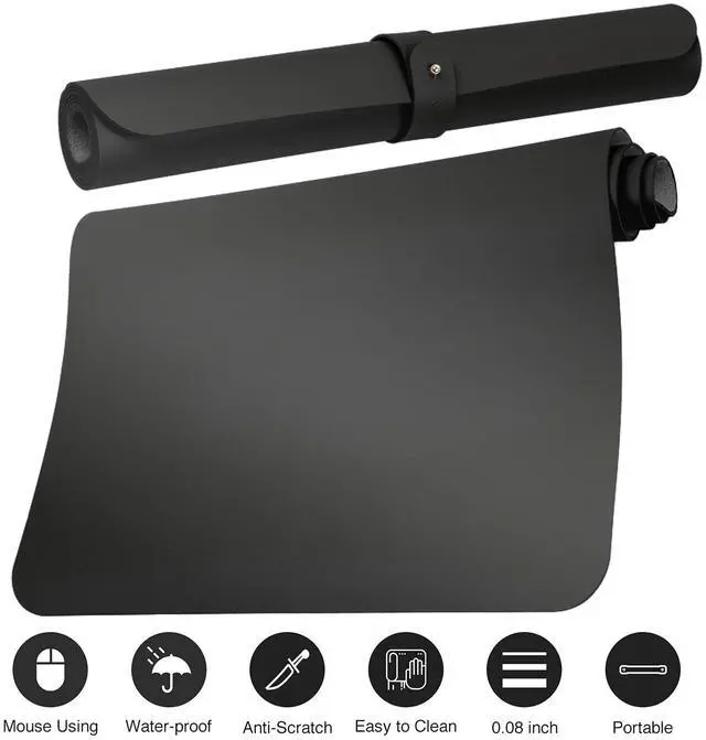 Alt view image 3 of 7 - Leather Desk Pad Protector,Non-Slip Mouse Pad,Laptop Desk Pad,Office Mouse Mat,Waterproof Leather Desk Blotter,Desk Writing Pad for Office and Home,Laptop Blotter (M-Black,30"x14")