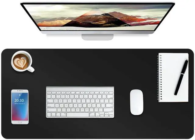 Main image of Leather Desk Pad Protector,Non-Slip Mouse Pad,Laptop Desk Pad,Office Mouse Mat,Waterproof Leather Desk Blotter,Desk Writing Pad for Office and Home,Laptop Blotter (M-Black,30"x14")