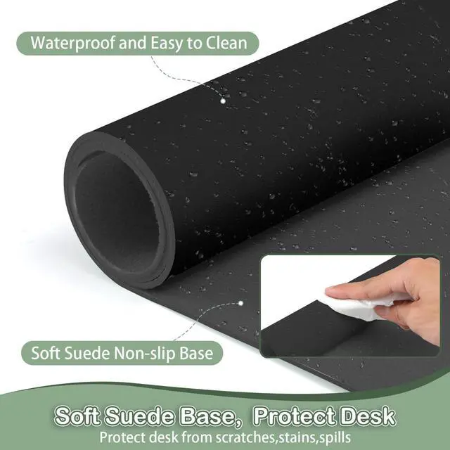 Alt view image 4 of 7 - Leather Desk Pad Protector,Non-Slip Mouse Pad,Laptop Desk Pad,Office Mouse Mat,Waterproof Leather Desk Blotter,Desk Writing Pad for Office and Home,Laptop Blotter (M-Black,30"x14")