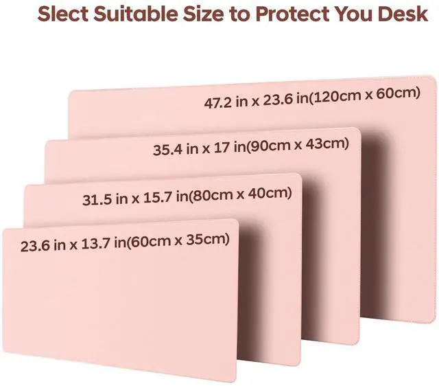 Alt view image 6 of 7 - Leather Desk Pad Protector, Office Desk Mat, Large Mouse Pad, Non-Slip PU Leather Desk Blotter, Waterproof Computer Desk Writing Pad for Office and Home (Light Pink, 23.6" x 13.7")