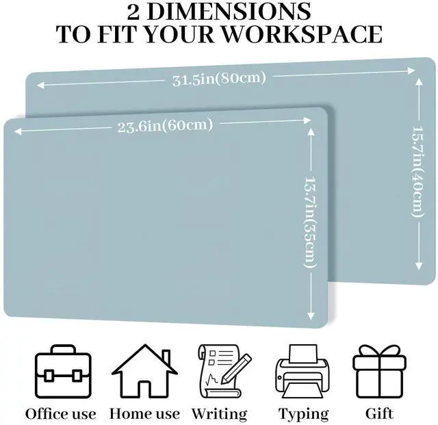 Alt view image 3 of 7 - Large Desk Pad Mat, Leather Blue Desk Mat for Desktop, Computer Desk Mouse Pad Non-Slip, Waterproof Keyboard Mat for Office/Home/Decor, 23.6" x 13.7"