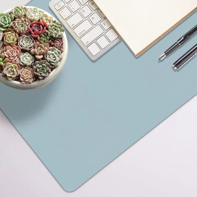 Alt view image 5 of 7 - Large Desk Pad Mat, Leather Blue Desk Mat for Desktop, Computer Desk Mouse Pad Non-Slip, Waterproof Keyboard Mat for Office/Home/Decor, 23.6" x 13.7"