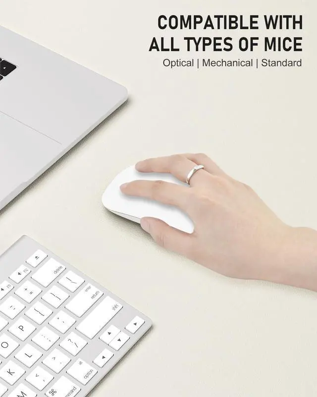 Alt view image 4 of 7 - Desk Pad, 23.6" x 13.8" PU Leather Non-Slip Desk Mat Large Mouse Pad for Desktop, Waterproof Laptop Computer Writing Mat for Office, Home, Work, Gaming, Ivory White