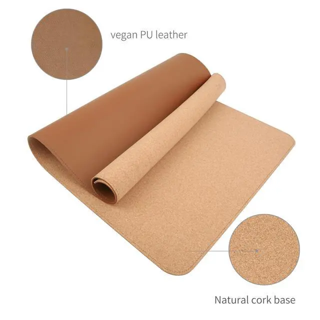 Alt view image 2 of 7 - Dual-Sided Desk Pad, Natural Cork & PU Leather Large Mouse mats for Office and Home Work, Desk Protector Non-Slip, Waterproof, Easy Clean (Brown, 36"x17")
