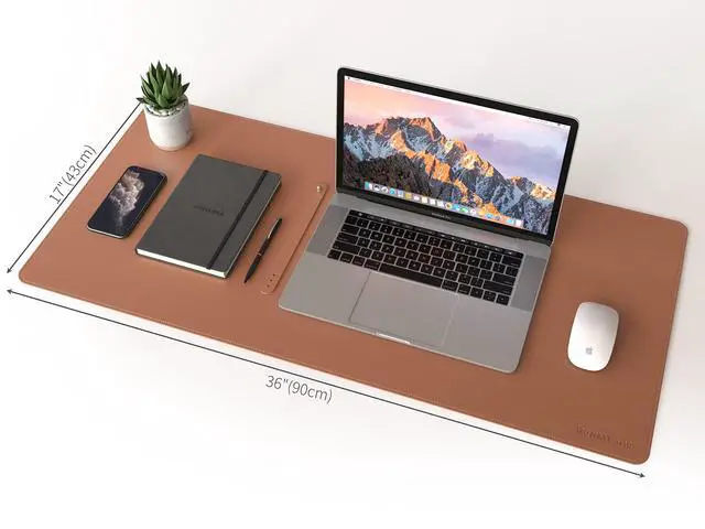 Alt view image 7 of 7 - Dual-Sided Desk Pad, Natural Cork & PU Leather Large Mouse mats for Office and Home Work, Desk Protector Non-Slip, Waterproof, Easy Clean (Brown, 36"x17")