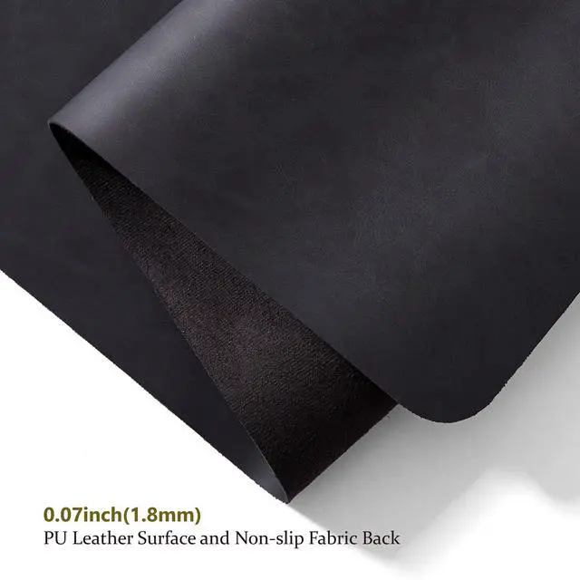 Alt view image 3 of 7 - Distressed Leather Desk Mat - Non-Slip PU Desk Pad for Office and Home - Desk Organization and Accessories - Ideal for Large Mouse Pad and Desk Mats on Top of Desks(Charcoal Black,31.5"x 15.7")