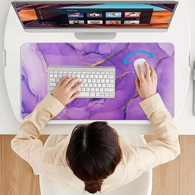 Alt view image 5 of 7 - Desk Mat, Dual Leather Sided Desktop Pad for Office and Home, Ideal for Large Mouse Pad and Desk Mats (Purple Marble 31.5"x 15.7")