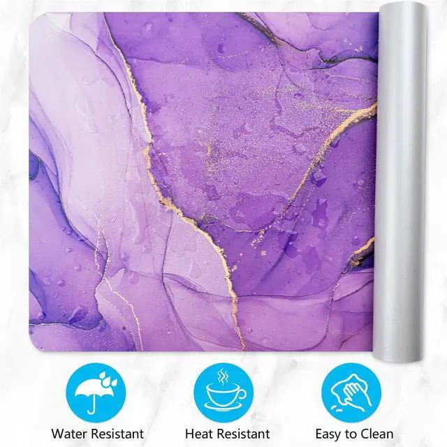 Alt view image 6 of 7 - Desk Mat, Dual Leather Sided Desktop Pad for Office and Home, Ideal for Large Mouse Pad and Desk Mats (Purple Marble 31.5"x 15.7")