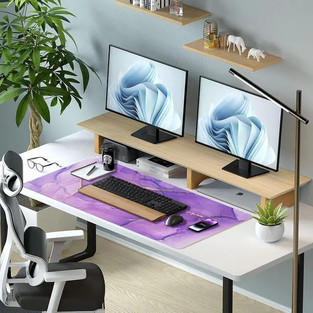 Alt view image 7 of 7 - Desk Mat, Dual Leather Sided Desktop Pad for Office and Home, Ideal for Large Mouse Pad and Desk Mats (Purple Marble 31.5"x 15.7")