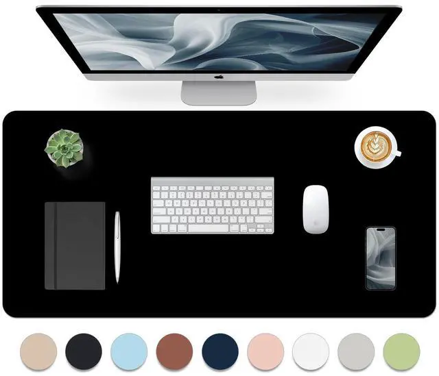 Main image of Black Leather Desk Pad, Large Mouse Pad 35.4×17 Inches, Waterproof Office Desk Mat, Non-Slip Desk Pad Protector, Leather Desk Blotter for Home Office Essentials