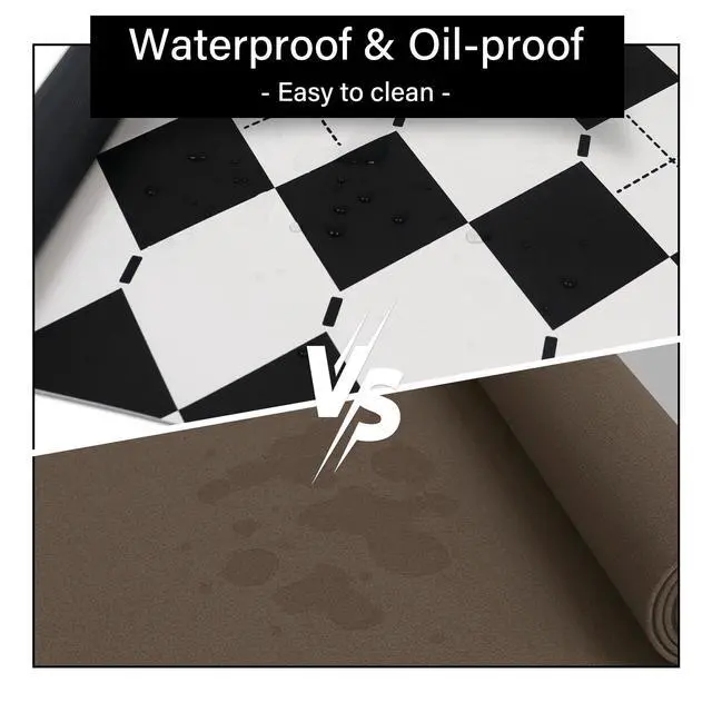 Alt view image 3 of 6 - Checkered Desk Pad PU Leather Desk Pad Protector, Non-Slip Office Desk Mat for Desk, Waterproof Desk Blotter Pad, Easy Clean Laptop Writing Mat for Work/Home/Decor (35.4" x 15.7", White Black)
