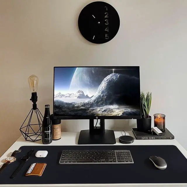 Alt view image 6 of 6 - Black Leather Desk Pad, Large Mouse Pad 35.4×17 Inches, Waterproof Office Desk Mat, Non-Slip Desk Pad Protector, Leather Desk Blotter for Home Office Essentials
