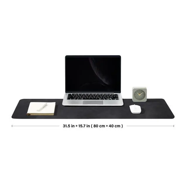 Alt view image 2 of 7 - Distressed Leather Desk Mat - Non-Slip PU Desk Pad for Office and Home - Desk Organization and Accessories - Ideal for Large Mouse Pad and Desk Mats on Top of Desks(Charcoal Black,31.5"x 15.7")