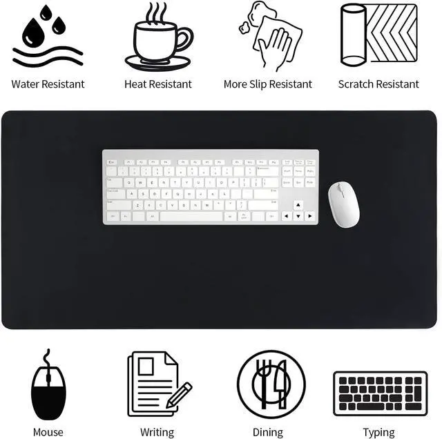 Alt view image 5 of 6 - Black Leather Desk Pad, Large Mouse Pad 35.4×17 Inches, Waterproof Office Desk Mat, Non-Slip Desk Pad Protector, Leather Desk Blotter for Home Office Essentials