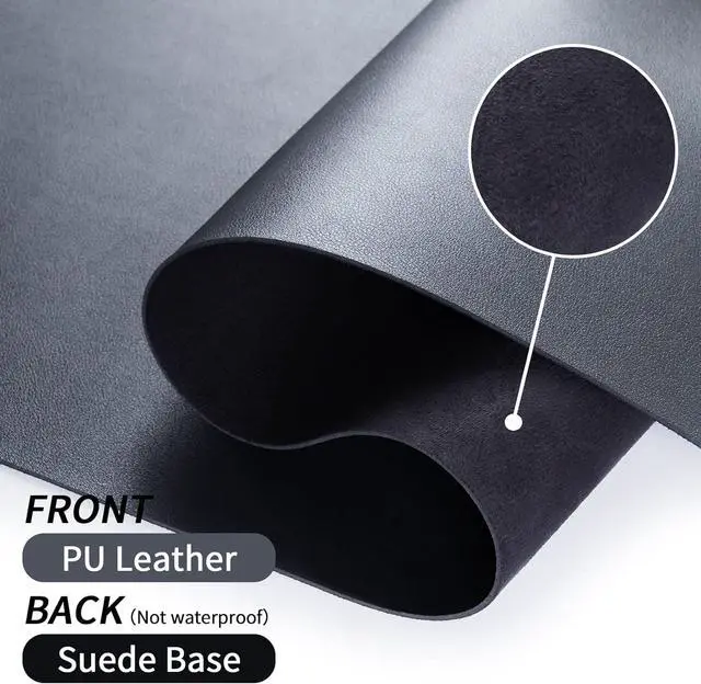 Alt view image 3 of 6 - Black Leather Desk Pad, Large Mouse Pad 35.4×17 Inches, Waterproof Office Desk Mat, Non-Slip Desk Pad Protector, Leather Desk Blotter for Home Office Essentials