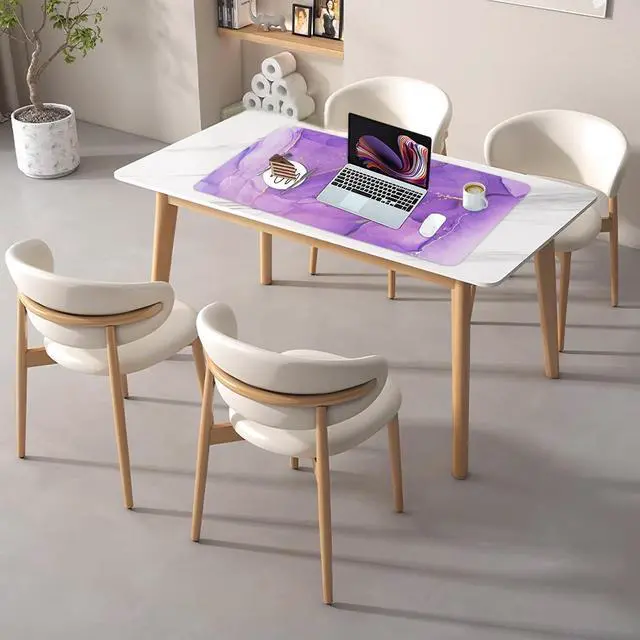Alt view image 3 of 7 - Desk Mat, Dual Leather Sided Desktop Pad for Office and Home, Ideal for Large Mouse Pad and Desk Mats (Purple Marble 31.5"x 15.7")