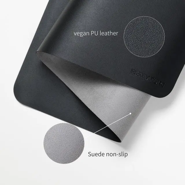 Alt view image 3 of 7 - PU Mouse Pad, Faux Leather Large Desk Pad, Home Work Office Accessories, Non-Slip Desk Mat, Waterproof Gaming Pad Desk Blotter (32"x16", Black)