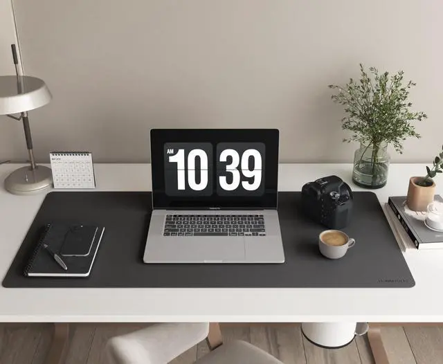 Alt view image 7 of 7 - PU Mouse Pad, Faux Leather Large Desk Pad, Home Work Office Accessories, Non-Slip Desk Mat, Waterproof Gaming Pad Desk Blotter (32"x16", Black)