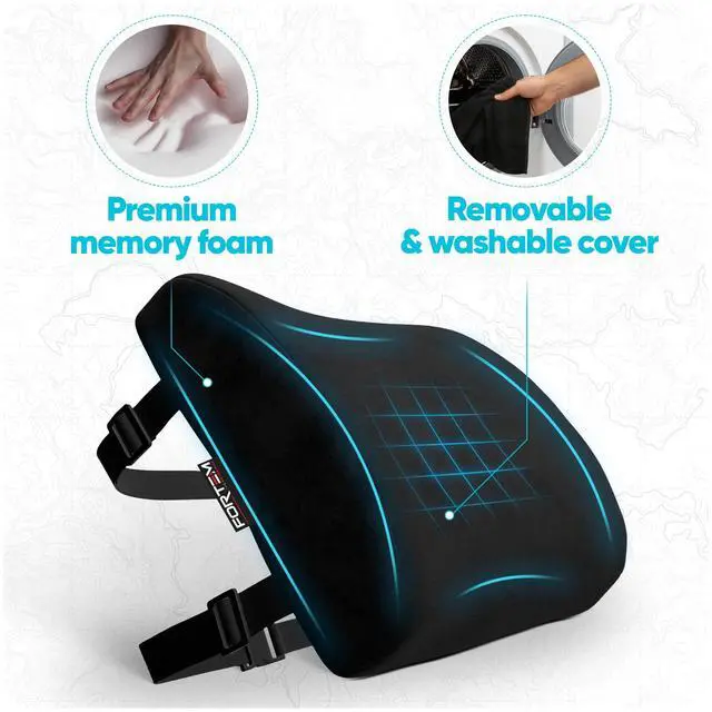 Alt view image 2 of 6 - Lumbar Support Pillow for Office Chair, Lumbar Support Pillow for Car, Back Rest for Gaming, Memory Foam Pillow, Desk Chair Cushion, Breathable & Washable Cover, Adjustable Straps