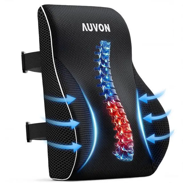 Main image of Lumbar Support Pillow for Office Chair with Patented Bulge for Lower Back Support, Ergonomic Office Home Essentials Improve Posture, Memory Foam Chair Cushion with Straps for Home, Office, Car