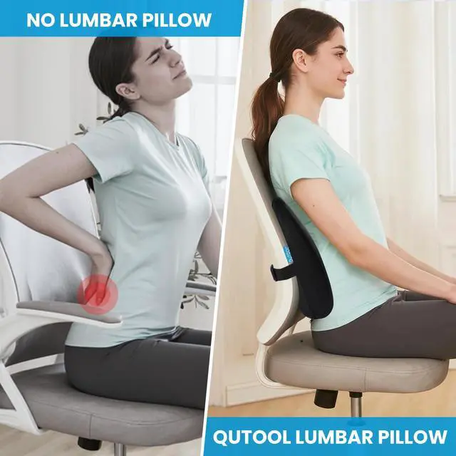 Alt view image 3 of 7 - Lumbar Support Pillow for Office Chair, Office Home Essentials,Gifts for Mom,Dad, Back Support Pillow for Car, Chair Cushions,Back Pain Relief Improve Posture,Mesh Cover Double Adjustable Straps