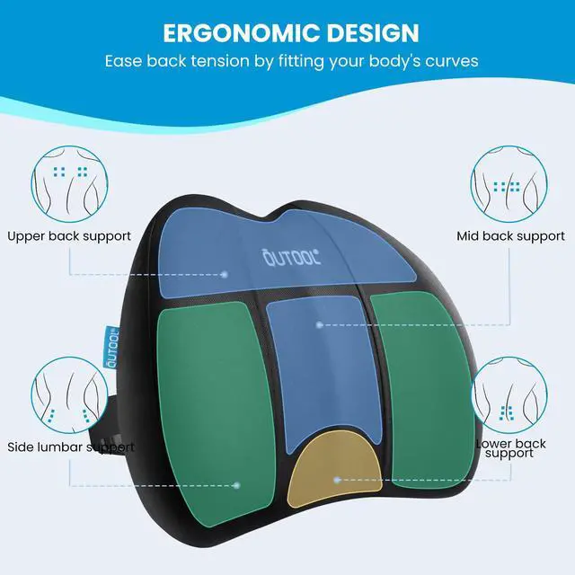 Alt view image 5 of 7 - Lumbar Support Pillow for Office Chair, Office Home Essentials,Gifts for Mom,Dad, Back Support Pillow for Car, Chair Cushions,Back Pain Relief Improve Posture,Mesh Cover Double Adjustable Straps