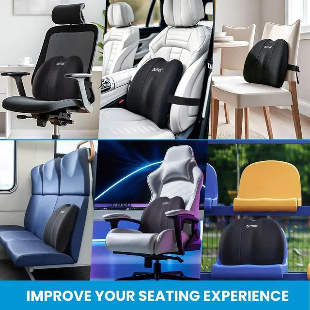 Alt view image 6 of 7 - Lumbar Support Pillow for Office Chair, Office Home Essentials,Gifts for Mom,Dad, Back Support Pillow for Car, Chair Cushions,Back Pain Relief Improve Posture,Mesh Cover Double Adjustable Straps