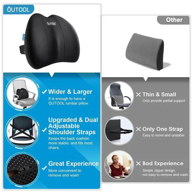 Alt view image 4 of 7 - Lumbar Support Pillow for Office Chair, Office Home Essentials,Gifts for Mom,Dad, Back Support Pillow for Car, Chair Cushions,Back Pain Relief Improve Posture,Mesh Cover Double Adjustable Straps