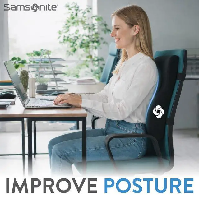 Alt view image 3 of 7 - Memory Foam Lumbar Support Pillow, Ergonomic Back Cushion for Office Chair, Gaming Chair, Automotive Full Back Support, Home Essentials for Sitting Comfort and Posture Relief, Black