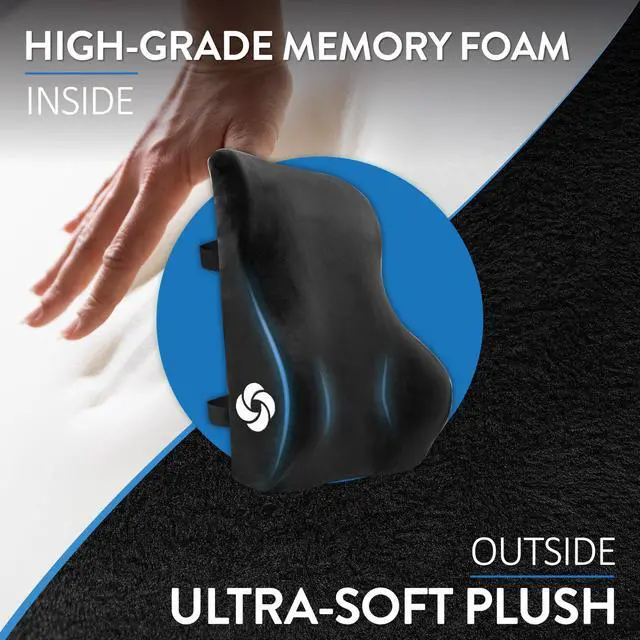 Alt view image 5 of 7 - Memory Foam Lumbar Support Pillow, Ergonomic Back Cushion for Office Chair, Gaming Chair, Automotive Full Back Support, Home Essentials for Sitting Comfort and Posture Relief, Black