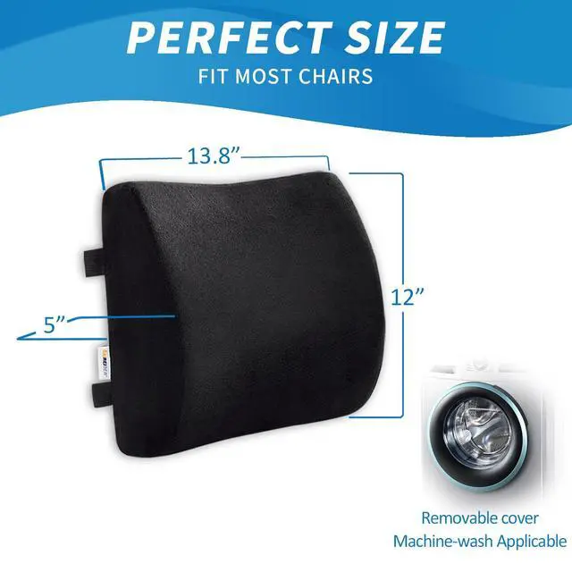 Alt view image 6 of 7 - Comfortable Lumbar Support Pillow for Office Chair, Memory Foam Back Support Pillows for CarGaming Chair Home Chair, Back Pain Relief Improve Posture, Double Adjustable Straps(Black)