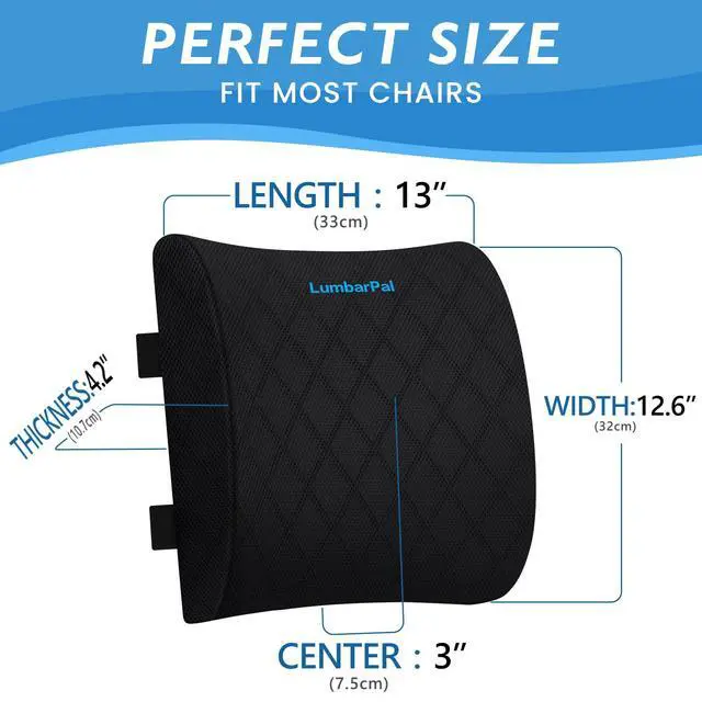 Alt view image 2 of 7 - Lumbar Support Pillow for Office Chair Back Support Lumbar Pillow for Car, Gaming, Office Chair - Improve Sitting Posture & Back Pain Relief, Memory Foam, Adjustable Straps, Black