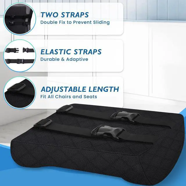 Alt view image 4 of 7 - Lumbar Support Pillow for Office Chair Back Support Lumbar Pillow for Car, Gaming, Office Chair - Improve Sitting Posture & Back Pain Relief, Memory Foam, Adjustable Straps, Black