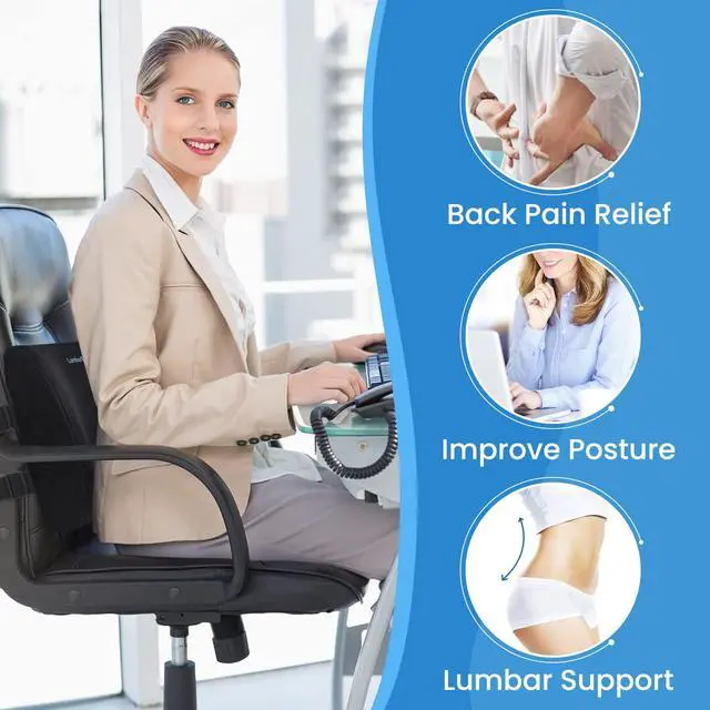 Alt view image 5 of 7 - Lumbar Support Pillow for Office Chair Back Support Lumbar Pillow for Car, Gaming, Office Chair - Improve Sitting Posture & Back Pain Relief, Memory Foam, Adjustable Straps, Black